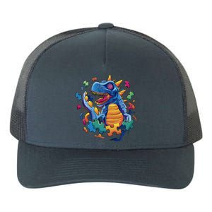 Autism Dinosaur And Puzzle Pieces Yupoong Adult 5-Panel Trucker Hat