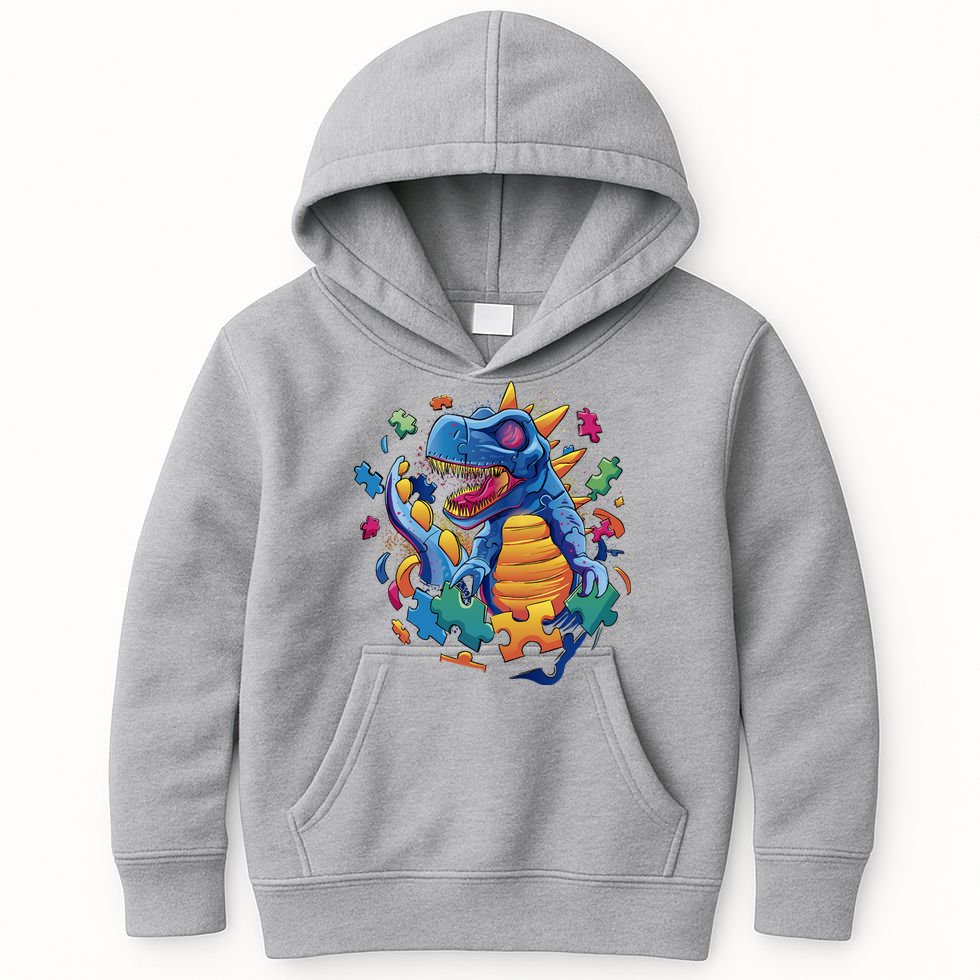 Autism Dinosaur And Puzzle Pieces Kids Hoodie | TeeShirtPalace Autism Dinosaur And Puzzle Pieces Kids Hoodie | TeeShirtPalace