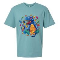 Autism Dinosaur And Puzzle Pieces Sueded Cloud Jersey T-Shirt