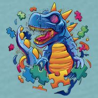 Autism Dinosaur And Puzzle Pieces Sueded Cloud Jersey T-Shirt