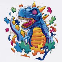 Autism Dinosaur And Puzzle Pieces Garment-Dyed Sweatshirt
