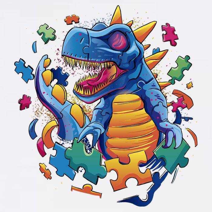 Autism Dinosaur And Puzzle Pieces Garment-Dyed Sweatshirt