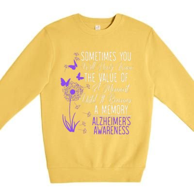 AlzheimerS Disease Awareness Dementia I Wear Purple Premium Crewneck Sweatshirt