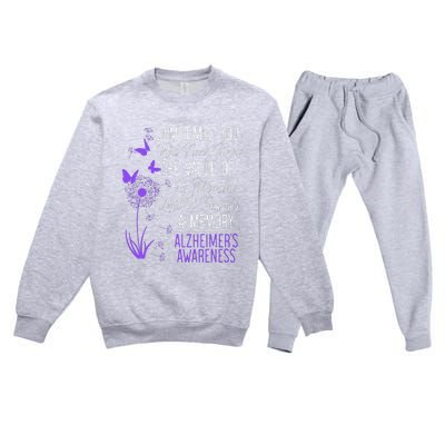 AlzheimerS Disease Awareness Dementia I Wear Purple Premium Crewneck Sweatsuit Set