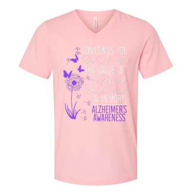 AlzheimerS Disease Awareness Dementia I Wear Purple V-Neck T-Shirt