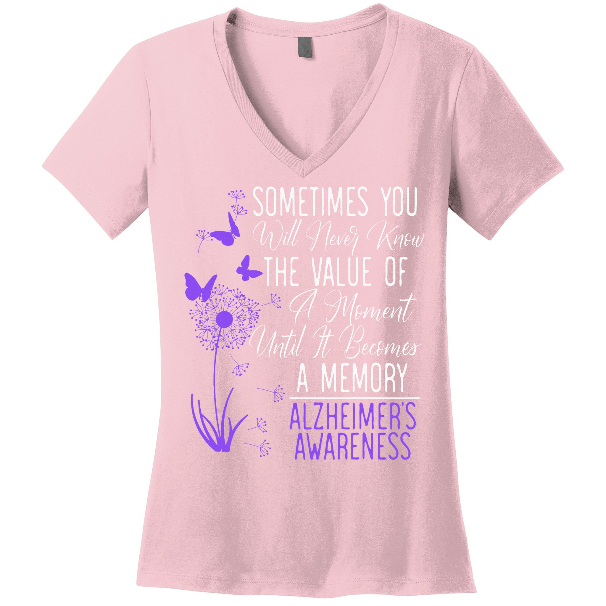 AlzheimerS Disease Awareness Dementia I Wear Purple Women's V-Neck T-Shirt