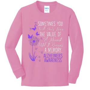 AlzheimerS Disease Awareness Dementia I Wear Purple Kids Long Sleeve Shirt