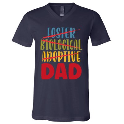 Adoptive Dad Adoption Announcement Foster Father Gotcha Day Gift V-Neck T-Shirt