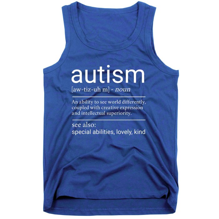 Autism Definition Autism Awareness Tank Top