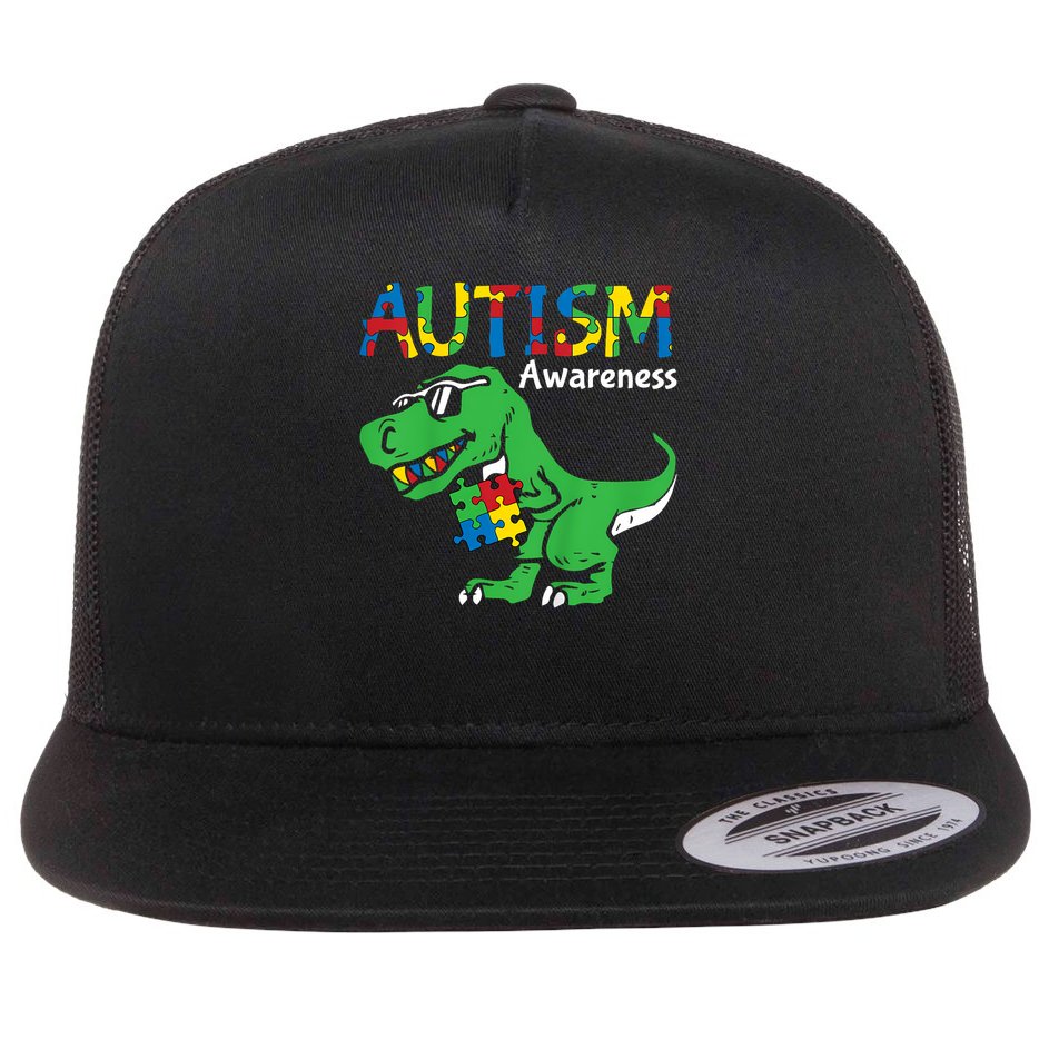 Autism Dinosaur Flat Bill Trucker Hat