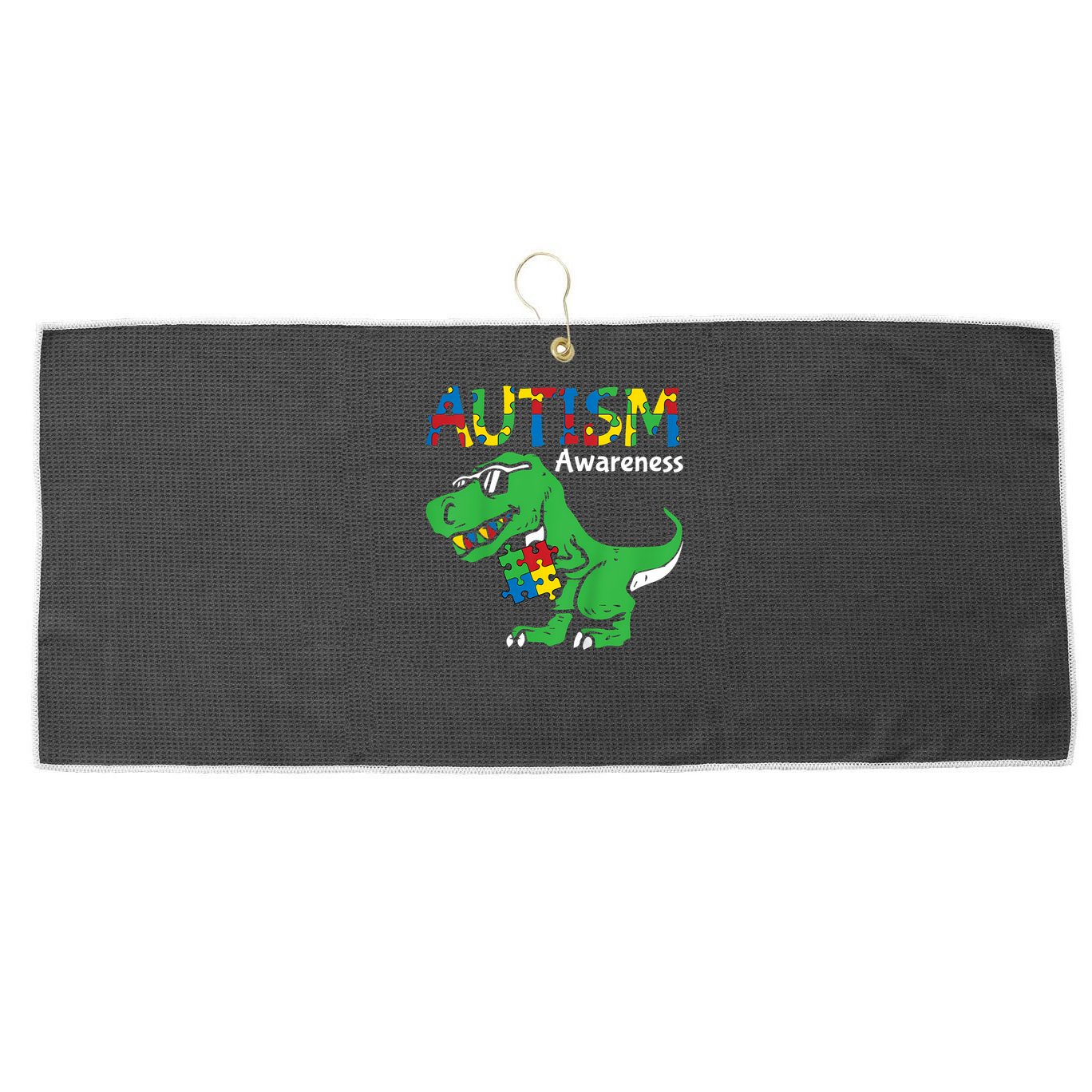 Autism Dinosaur Large Microfiber Waffle Golf Towel