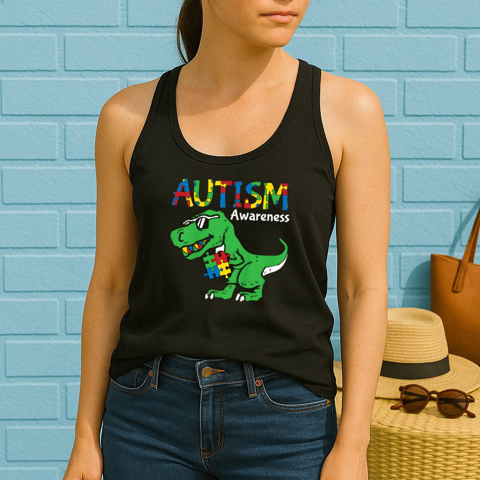 Autism Dinosaur Womens Tank Top