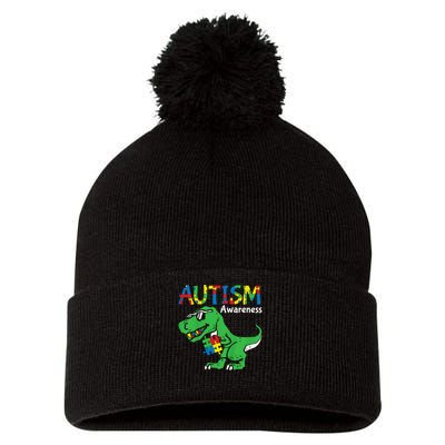 Autism Dinosaur Pom Pom 12in Knit Beanie
