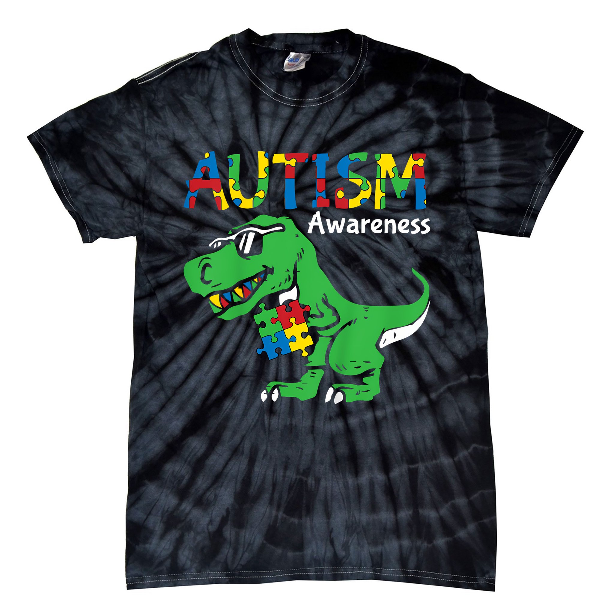Autism Dinosaur Tie-Dye T-Shirt