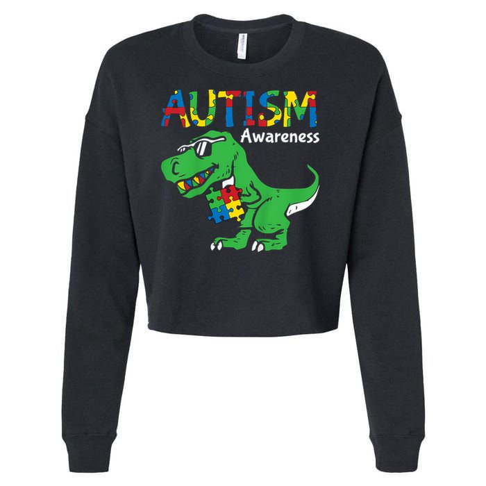 Autism Dinosaur Cropped Pullover Crew
