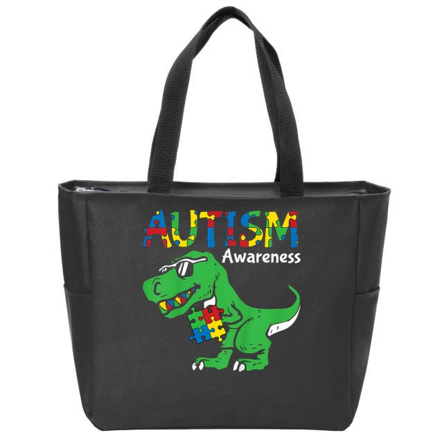 Autism Dinosaur Zip Tote Bag
