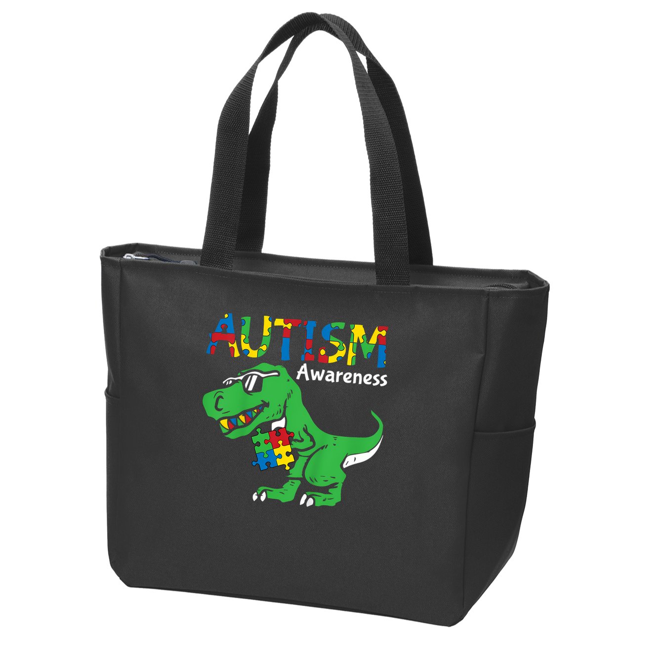 Autism Dinosaur Zip Tote Bag
