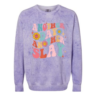 Another Day Another Slay Groovy Inspired Positive Vibes Colorblast Crewneck Sweatshirt