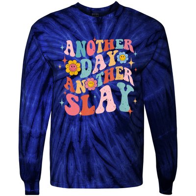 Another Day Another Slay Groovy Inspired Positive Vibes Tie-Dye Long Sleeve Shirt