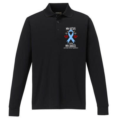 Addisons Disease Awareness Remembrance Hero Is Now My Angel Gift Performance Long Sleeve Polo