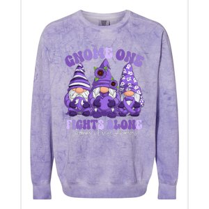 AlzheimerS Disease Awareness Month Purple Ribbon Gnomies Colorblast Crewneck Sweatshirt