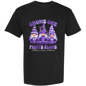 AlzheimerS Disease Awareness Month Purple Ribbon Gnomies Garment-Dyed Heavyweight T-Shirt