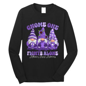 AlzheimerS Disease Awareness Month Purple Ribbon Gnomies Long Sleeve Shirt