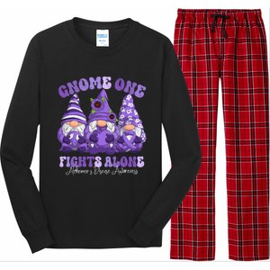 AlzheimerS Disease Awareness Month Purple Ribbon Gnomies Long Sleeve Pajama Set