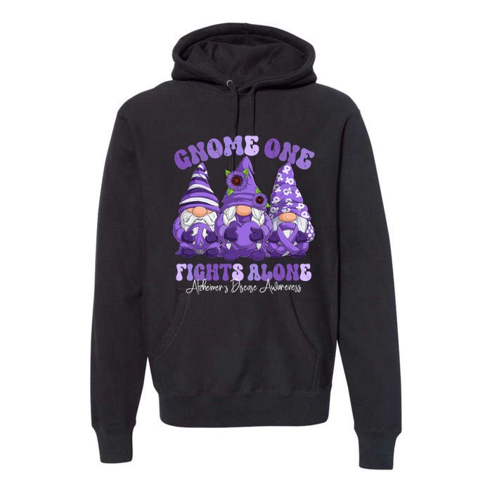 AlzheimerS Disease Awareness Month Purple Ribbon Gnomies Premium Hoodie