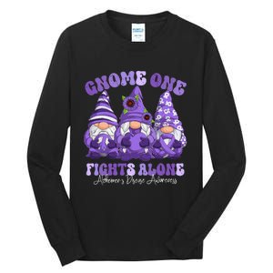 AlzheimerS Disease Awareness Month Purple Ribbon Gnomies Tall Long Sleeve T-Shirt