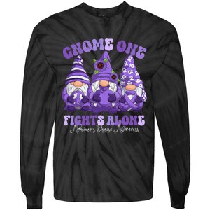 AlzheimerS Disease Awareness Month Purple Ribbon Gnomies Tie-Dye Long Sleeve Shirt