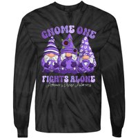 AlzheimerS Disease Awareness Month Purple Ribbon Gnomies Tie-Dye Long Sleeve Shirt