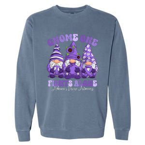 AlzheimerS Disease Awareness Month Purple Ribbon Gnomies Garment-Dyed Sweatshirt