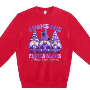 AlzheimerS Disease Awareness Month Purple Ribbon Gnomies Premium Crewneck Sweatshirt