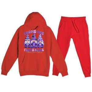 AlzheimerS Disease Awareness Month Purple Ribbon Gnomies Premium Hooded Sweatsuit Set