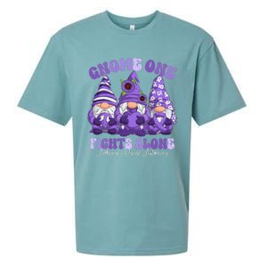 AlzheimerS Disease Awareness Month Purple Ribbon Gnomies Sueded Cloud Jersey T-Shirt