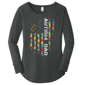 Autism Dad Awareness American Flag USA Women's Perfect Tri Tunic Long Sleeve Shirt