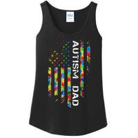 Autism Dad Awareness American Flag USA Ladies Essential Tank