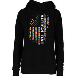 Autism Dad Awareness American Flag USA Womens Funnel Neck Pullover Hood