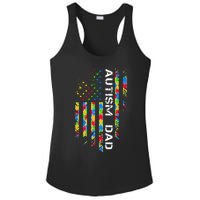 Autism Dad Awareness American Flag USA Ladies PosiCharge Competitor Racerback Tank