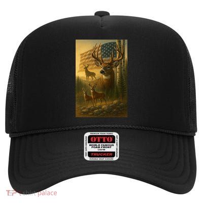 American Deer High Crown Mesh Back Trucker Hat