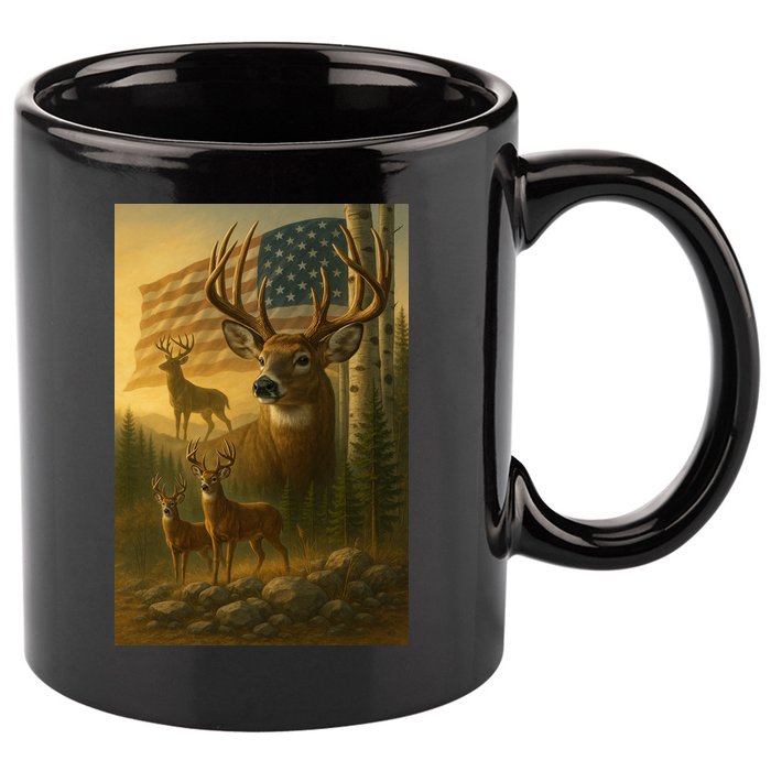 American Deer 11oz C Handle Ceramic Mug