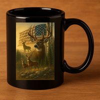 American Deer 11oz C Handle Ceramic Mug