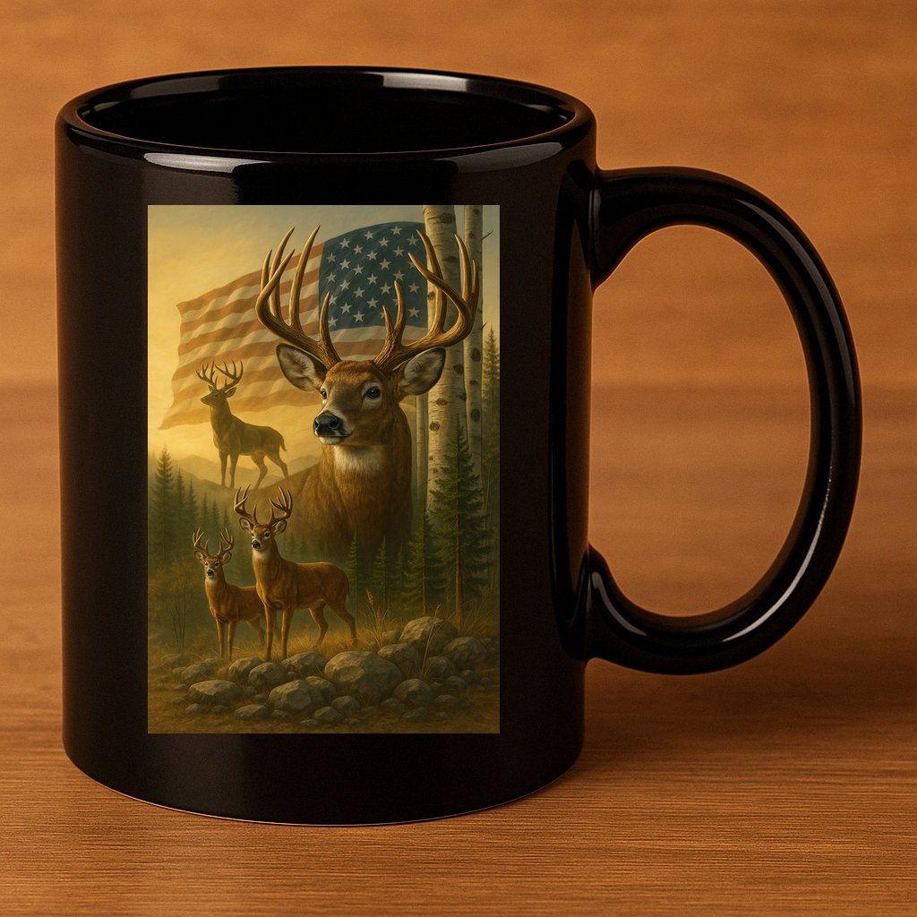 American Deer 11oz C Handle Ceramic Mug