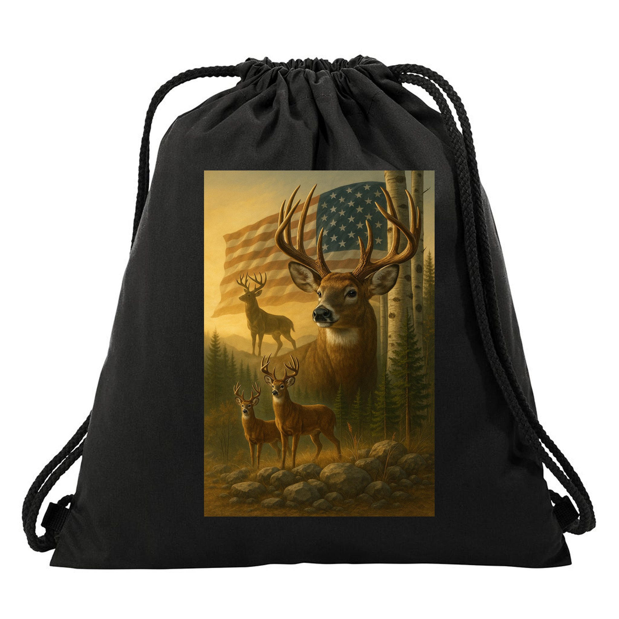 American Deer Drawstring Bag