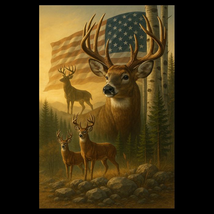 American Deer Flat Bill Trucker Hat