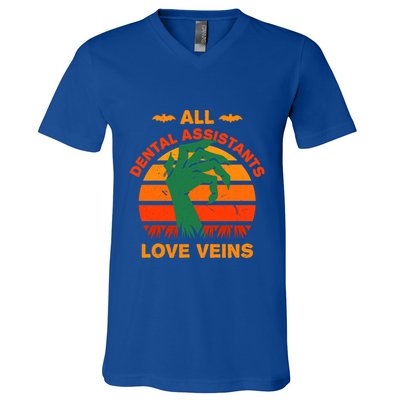 All Dental Assistants Love Veins Halloween Dental Hygienist Gift V-Neck T-Shirt