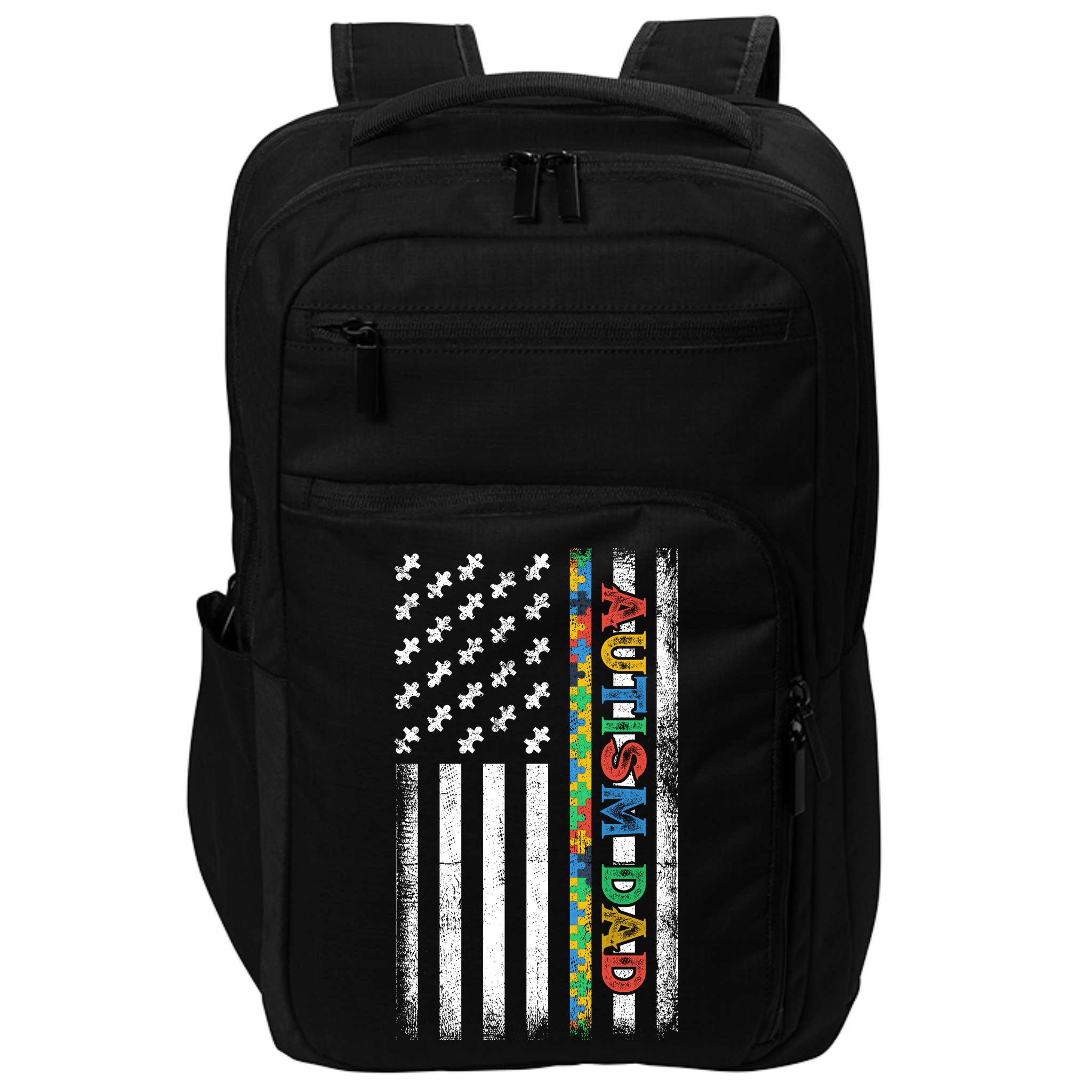 Autism Dad Awareness American Flag USA Impact Tech Backpack