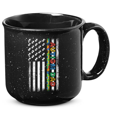 Autism Dad Awareness American Flag USA 15oz Campfire Ceramic Mug