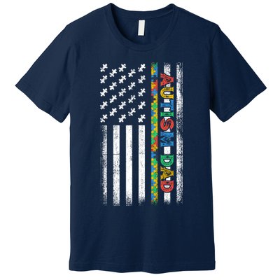 Autism Dad Awareness American Flag USA Premium T-Shirt